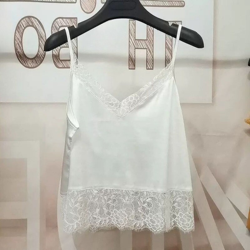 Women Floral Lace Trim Cami Vest Spaghetti Strap Tank Top Summer Sleeveless Chic