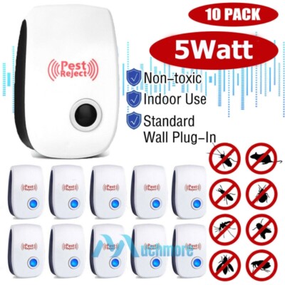 10X 5W Pro Ultrasonic Pest Reject Electronic Repellent Mice Rat Mosquito Control