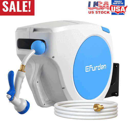 EFURDEN Retractable Hose Reel Water Hose Reel Garden Hose Reel 5/8" x100 FT