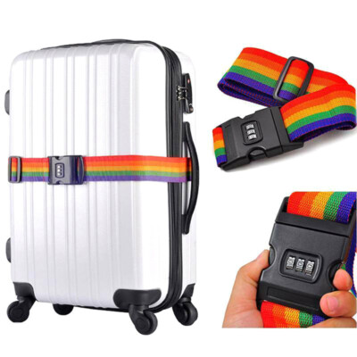 Luggage Straps Adjustable Suitcase Baggage Belts with 3-Dial Combination Lock_WY