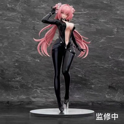 Anime Miss Lizzy Agent Figure PVC Model Black Suit Pink Hair for Fans