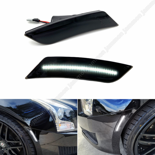 Black Lens White LED Bumper Side Marker Light For Cadillac 1