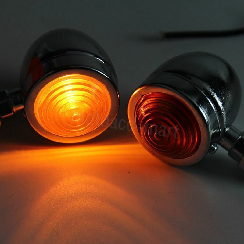 4x Chrome Motorcycle Turn Signals Bullet Blinker Indicator Light Amber Lamps 12V