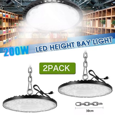 2 Pcs 200W UFO Led High Bay Light Commercial Industrial Warehouse Garage Light