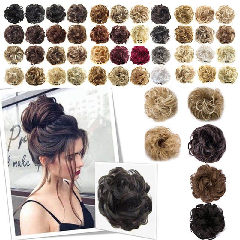 DE-DE Haar Verlängerungen Pferdeschwanz Bun Haarteil Scrunchie Perücke Haarring