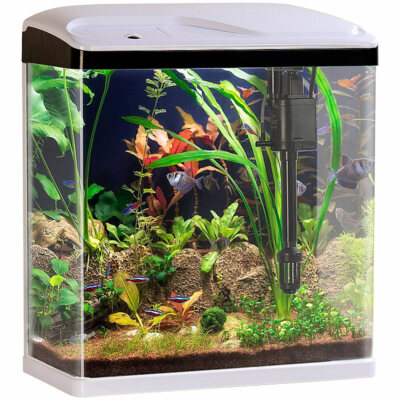 Sweetypet Nano-Aquarium-Komplett-Set mit LED-Beleuchtung, Pumpe und Filter, 25 l