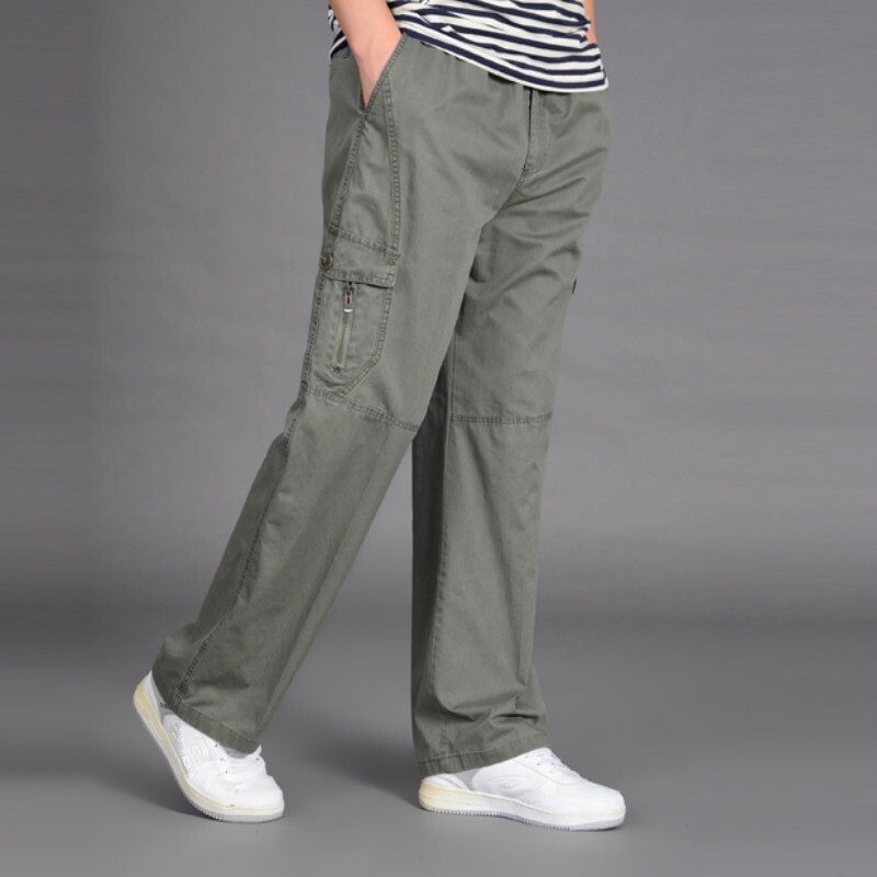 men-long-cargo-pants-trousers-pleated-loose-casual-cotton-pocket-plus-size-khaki