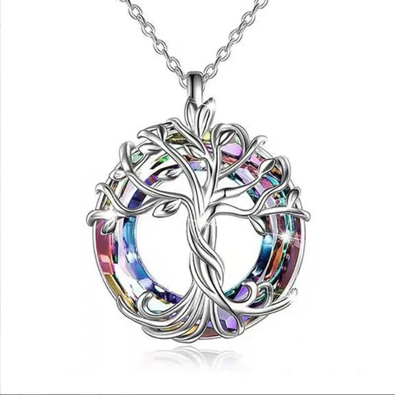 Beautiful Multi-Colour Tree of Life Necklace * 46cm / 18inch chain + extension