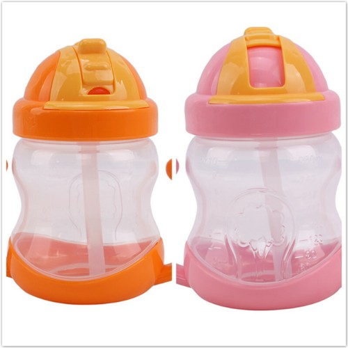 Baby Suction Cup Ox Horn Handle Learn Feeding Drinking Straw