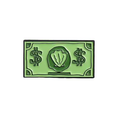 Green USD Symbol Enamel Pin Custom Wealth Money Cartoon Cute Anime Currency Broo
