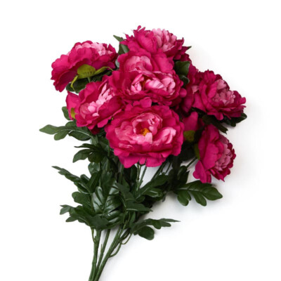 21'' Tall Fuchsia Artificial Peony Decorative Floral Bush
