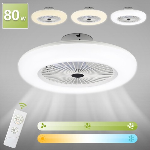 Deckenventilator Fan Modern LED Licht Fernbedienung Ventilator Lampe Weiß 80W