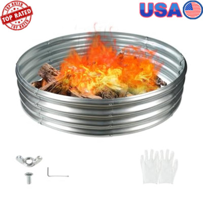 60 Inch Galvanized Fire Pit Ring Durable Foldable Outdoor Campfire Safe Assembly