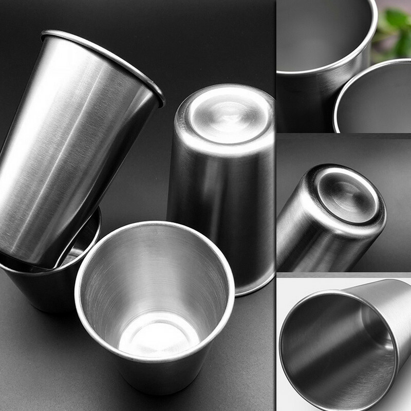 10X Edelstahl Wein Becher Shot Becher Kaffee Glas Trinken Becher 4 Größe Heim