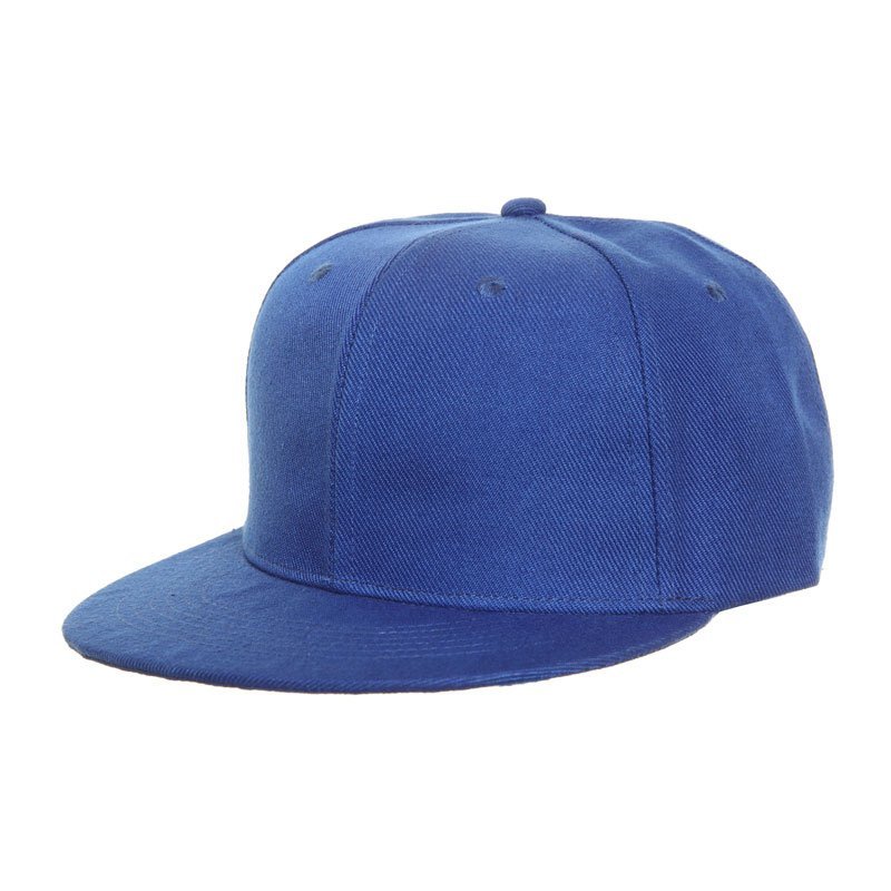 Plain Blue Snapback Flat Peak Baseball Cap eBay