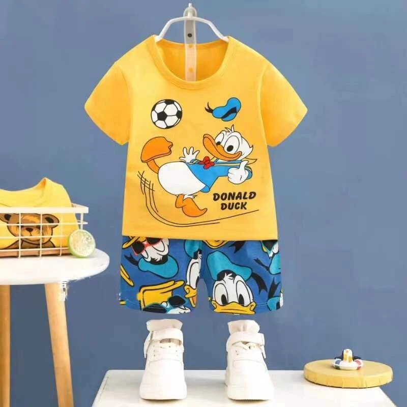 Disney Kinder Pyjama Micky Maus Jungen Neu Duck Outfit Set Sommer T Shirt Shorts