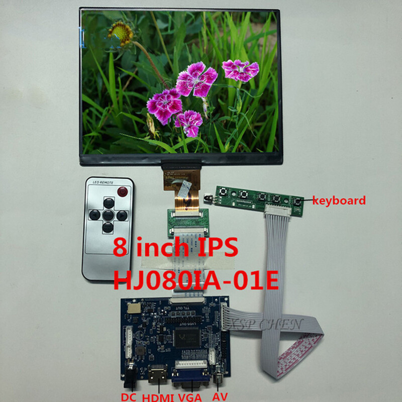 8" 4:3 IPS 800&times;480 Flat HD LCD HD MI VGA Driver Portable Plastic Enclosure Stand