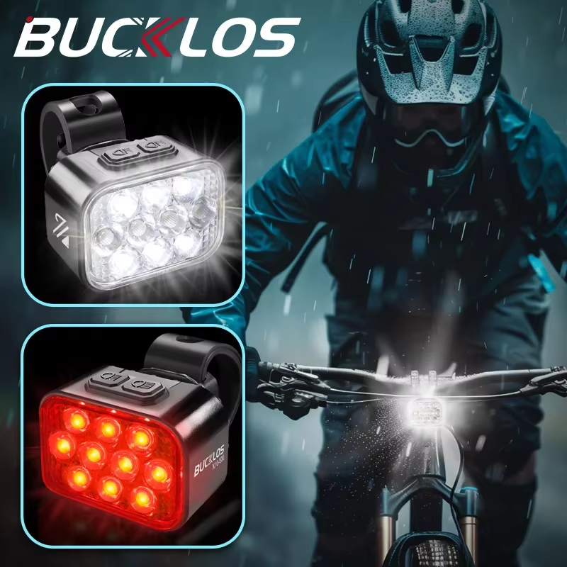 USB Charge Bicycle LED Headlight Taillight Lightweight Bike Front Rear Lamp Wate