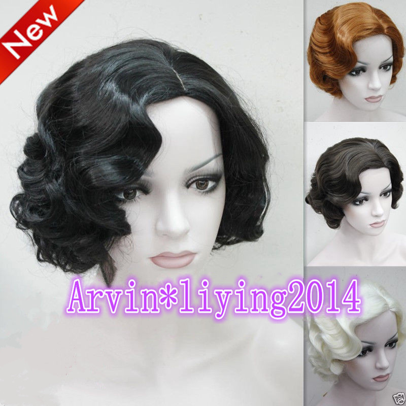 Classy Vintage Short Curly Wavy Style Wig In Black Brown Blonde