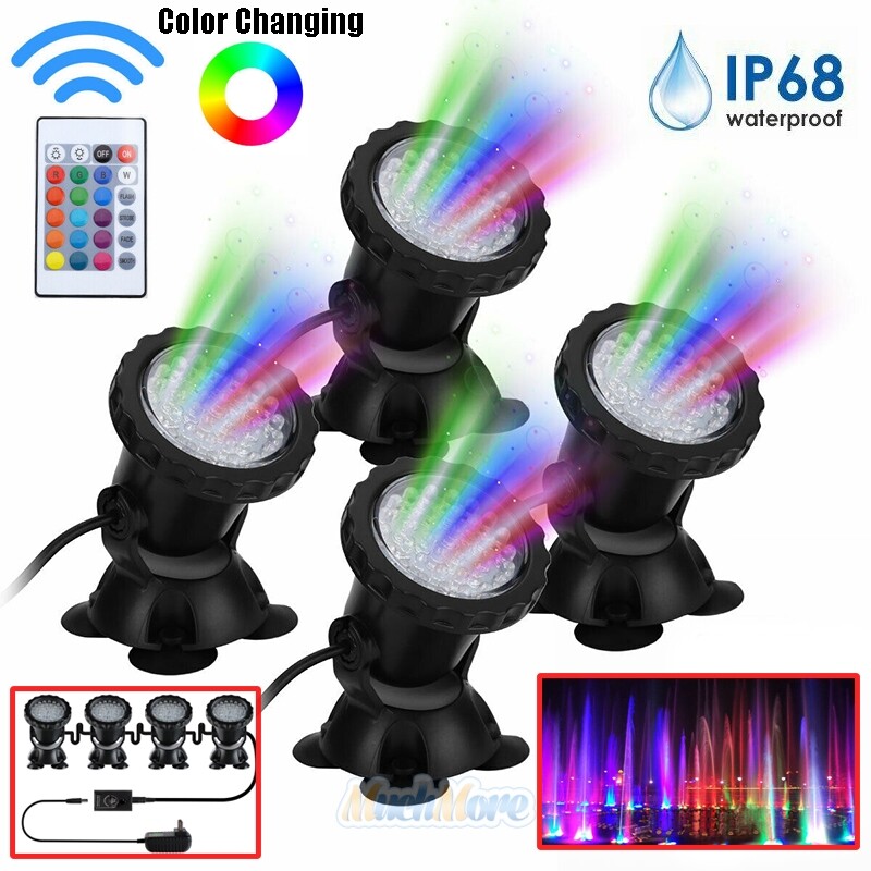 36 LED Submersible RGB Pond Spot Lights Underwater Pool Fountain