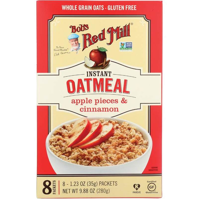 Oatmeal Instant Apple Pieces Cinnamon Packets 8 ct Whole Grain Oats Gluten Free