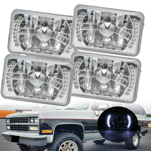 4ШТ 4X6 светодиодных квадратных белых фар Halo для Chevrolet R2500 Suburban 1989-91 годов выпуска