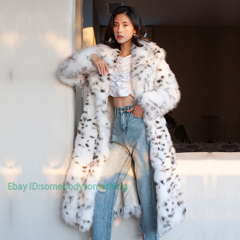 ジャケット・アウター andwang White mix fake fur coat long Women White Long Faux Fur Coat Large Jacket Overcoat Turn