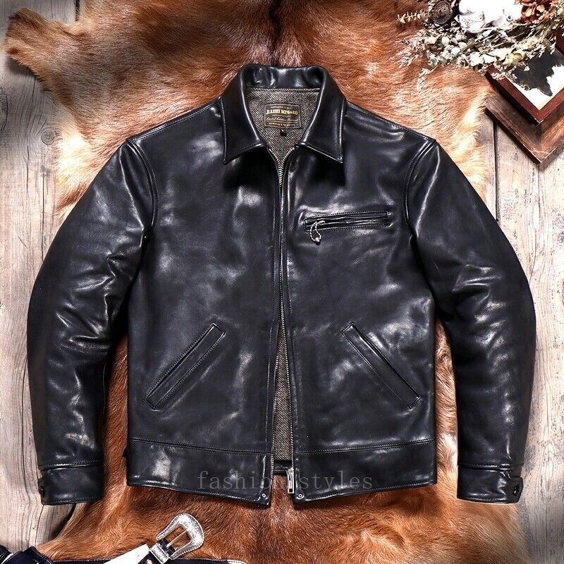 Mens Veg-tanned Cowhide Leather Vintage Style American
