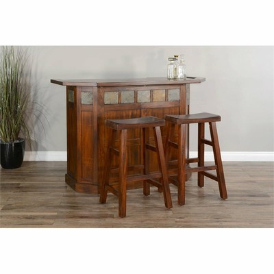 Pemberly Row 30" Saddle Seat Transitional Mahogany Wood Stool in Dark Chocolate