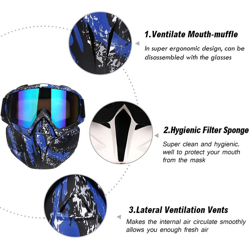 Motocross Face Mask Goggles Motorcycle Riding ATV Off Road Race Eyewear Glasses