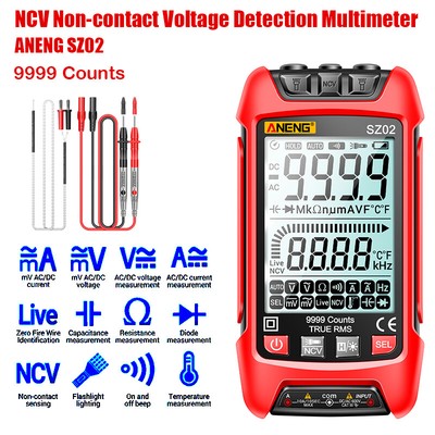 ANENG SZ02 Digital Multimeter Auto Range 9999 Counts NCV Universal Meter W4R3
