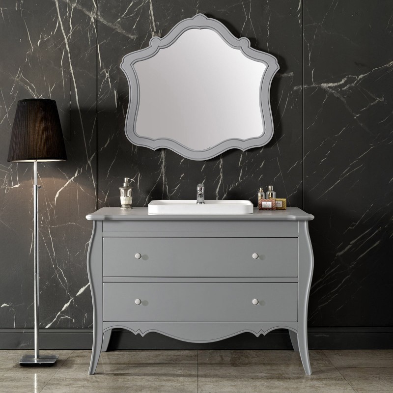 MOBILE BAGNO CON LAVABO E SPECCHIO LEGNO  SAGOMATO