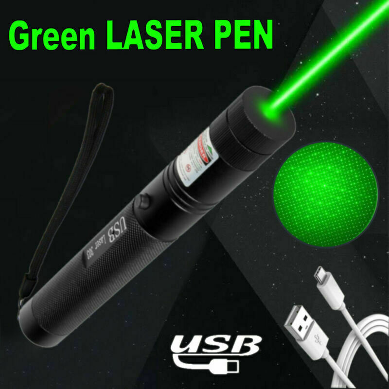 990 Miles Strong Beam Green Laser Pointer Pen 532nm Lazer Torch USB Rechargeable