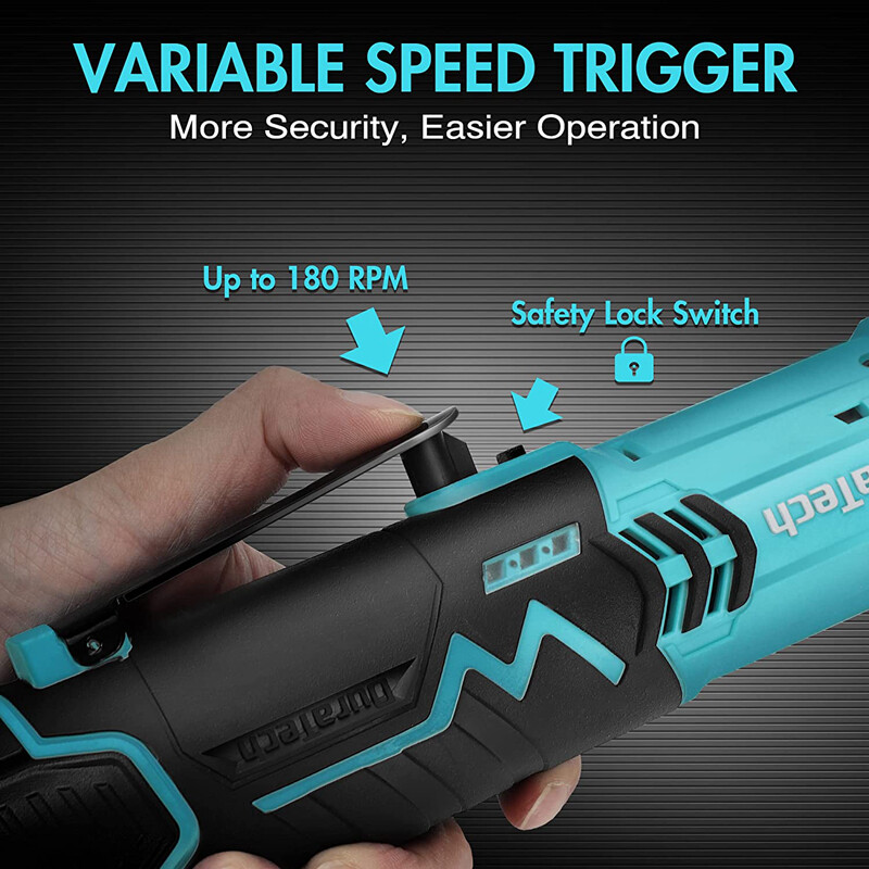 DURATECH 48 Ft-lbs 3/8" Electric Cordless Ratchet Wrench Set 2 Pack 2A Batteries