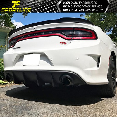 Fits 15-23 Dodge Charger SRT OE Style Rear Bumper Diffuser Matte Black PP