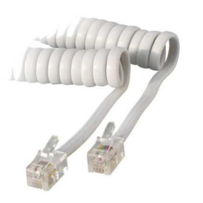 2 m Telefonhörer Kabel Spiralkabel universal, weiss, auch für IP Telefonie, VoIP