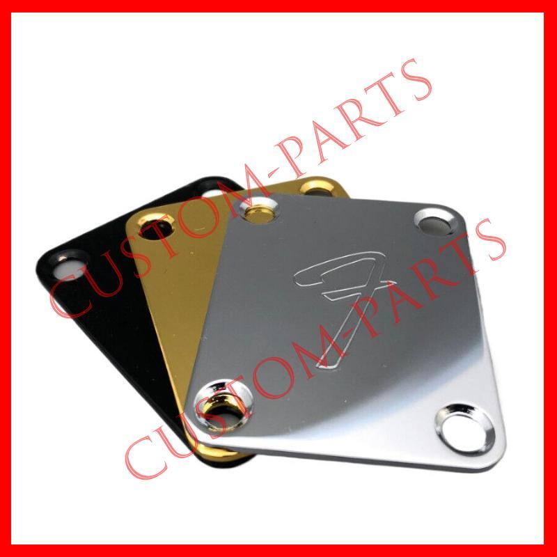 70s NECK PLATE Fender Vintage "F" Logo Strat Tele Guitar Bass Screws Parts Bolt