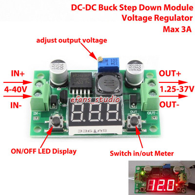 Digital LED DC-DC Buck Step Down Adjustable Voltage Regulator 3.3V 5V 12V 24V 3A