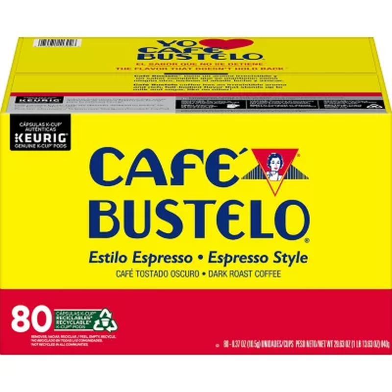Caf&eacute; Bustelo Coffee Espresso Style K-Cups, Dark Roast (80 c