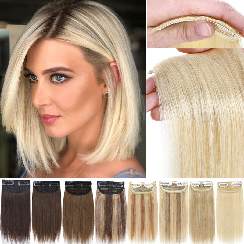 4"-12" Short Hair Pad Clip In Real Remy Human Hair Extensions One Piece Thick 6"