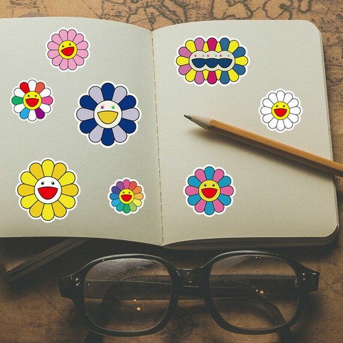 50Pcs Vinyl Sticker Pack Takashi Murakami Flower Rainbow Skateboard Laptop Decal