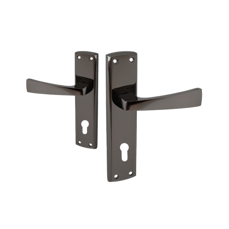 UAP Ritz Style Lever on Backplate Internal Door Handle Euro Lock in Black Nickel