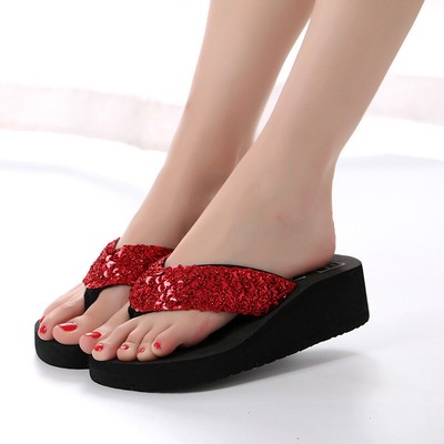 Slipper Shoes Wedge Women's Platform  Thong Flip Flops Beach Summer Sandals