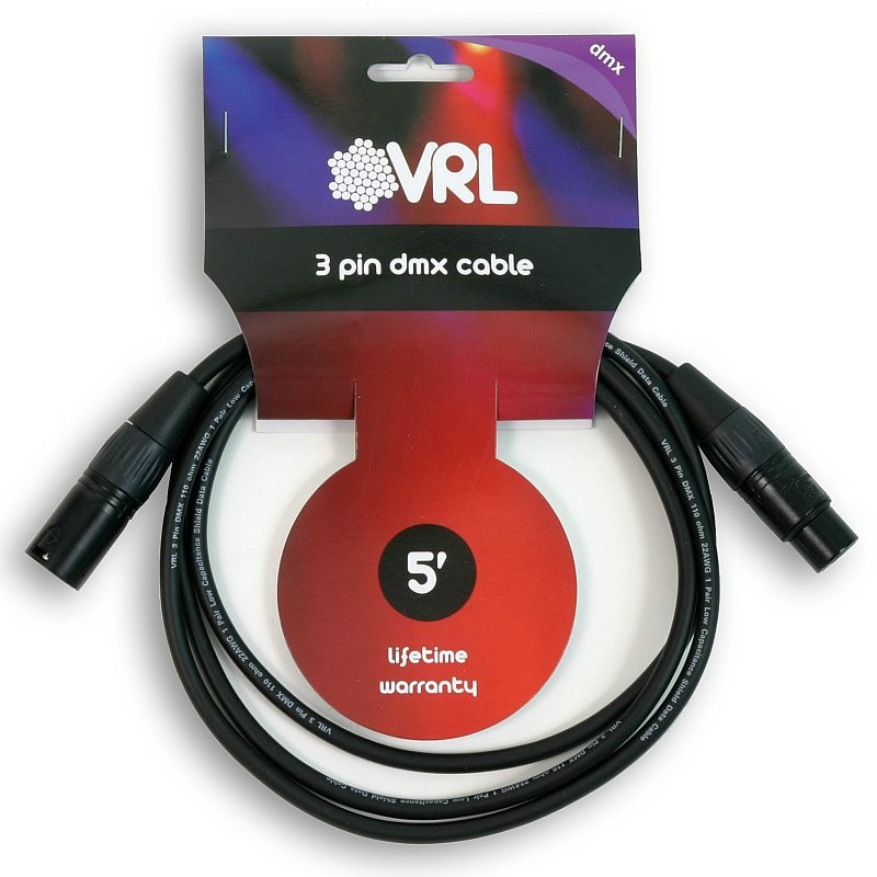 42 DMX Lighting Cables 3 Pin 5 ft Shielded Data DJ Cable Male to Female by VRL