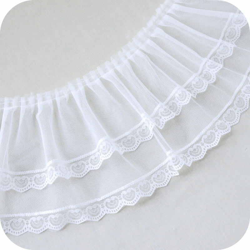 Mesh Lace Edge Tulle Ruffle Trim Double Layers Craft for Lolita Skirt Dress DIY