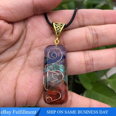 Natural 7 Chakra Healing Crystal Pendant Orgonite Energy Gemstone Necklace Gift