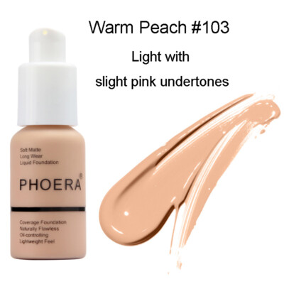 PHOERA Foundation Concealer Makeup Full Coverage Matte Brighten Long Lasting