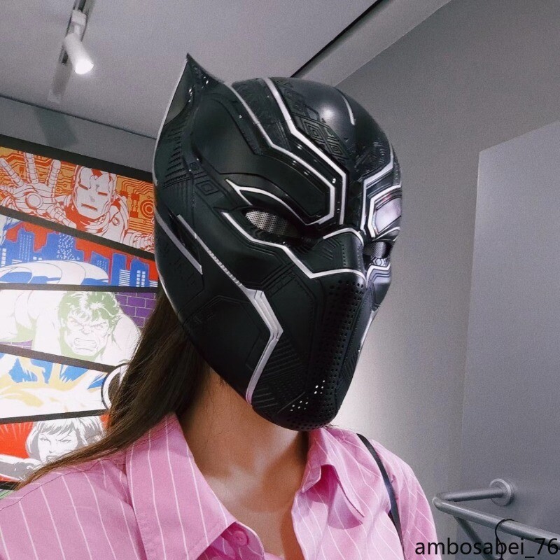 Pre-owned Marvel Comics Black Panther Helmet Touch Eye Light Wearable Genuine Helmet Visor