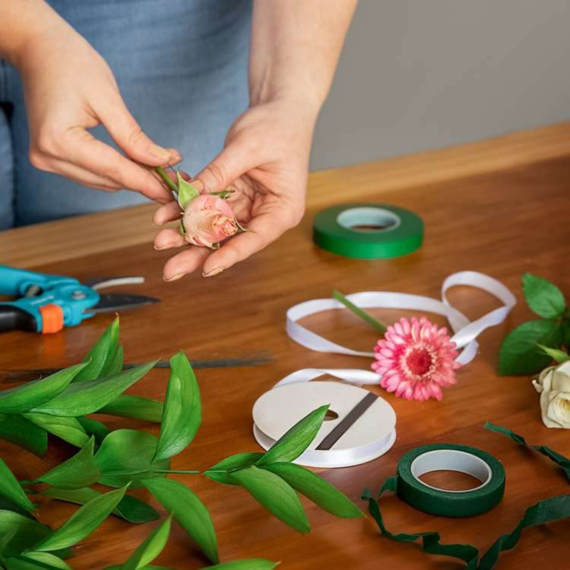 1/2" Wide Dark Green Floral Tapes Florist Tape for Bouquet Stem Wrapping and Flo
