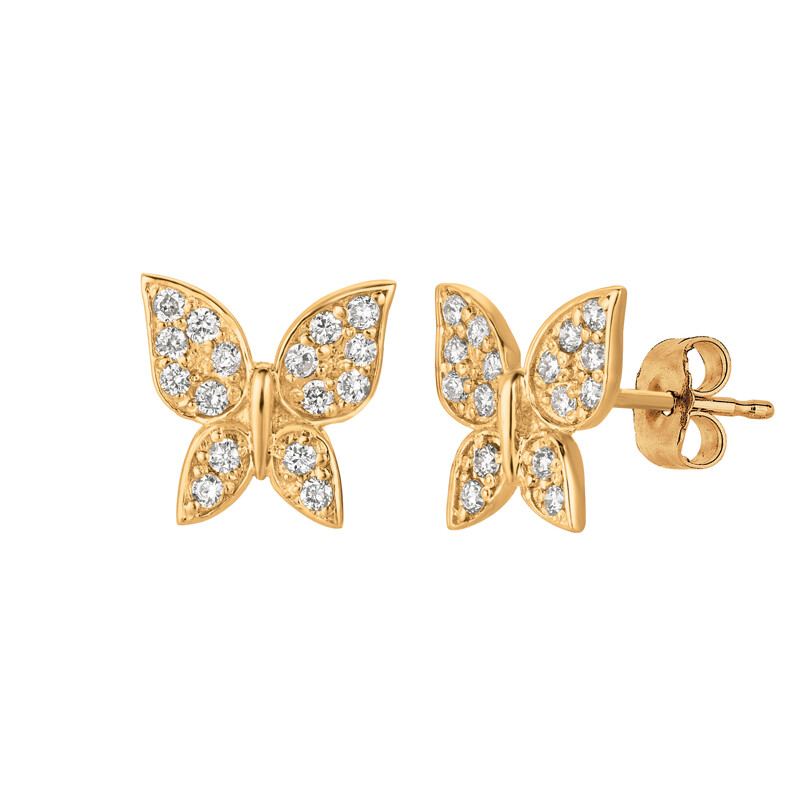 Pre-owned Morris 0.30 Carat Natural Diamond Butterfly Earrings Si 14k Yellow Gold